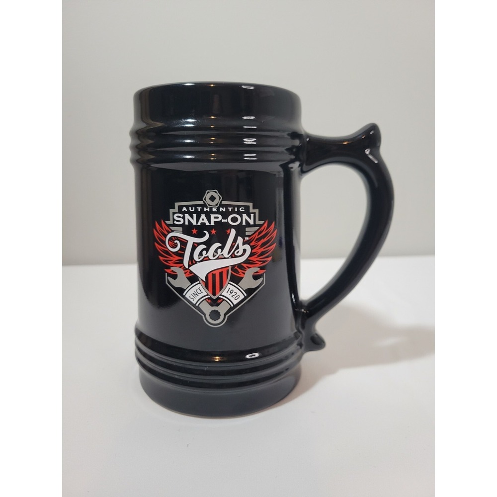SNAP ON Tools Logo with Graphics Large Black Mug Stein Made in the USA